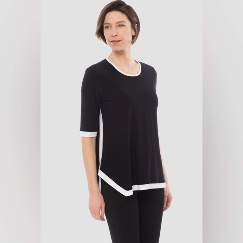 Joseph Ribkoff Black and White Tunic Asymmetrical Hem Size 10